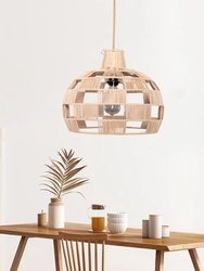 Plug In Wicker Rattan Natural Pendant Dome Shape Hanging Light