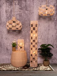 Plug In Wicker Rattan Natural Pendant Dome Shape Hanging Light