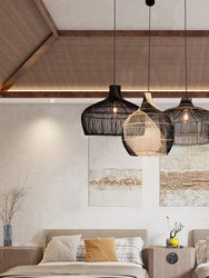 Rattan Boho Black Pendant Light