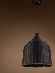 Reely 1-Light Black Pendant Design Pendant Light with Rattan Shade