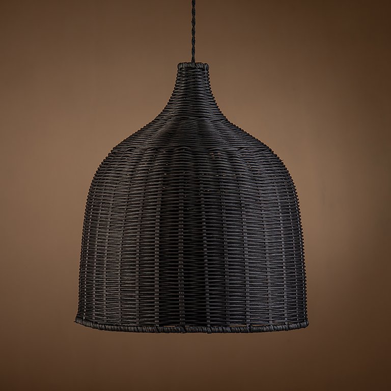 Reely 1-Light Black Pendant Design Pendant Light with Rattan Shade