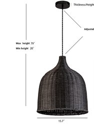 Reely 1-Light Black Pendant Design Pendant Light with Rattan Shade
