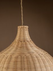 Reely 1-Light Brown Pendant Design Pendant Light With Rattan Shade