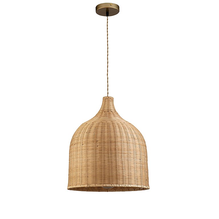Reely 1-Light Brown Pendant Design Pendant Light With Rattan Shade - Brown