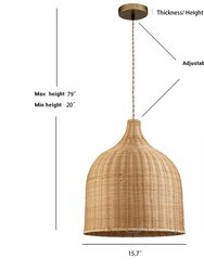 Reely 1-Light Brown Pendant Design Pendant Light With Rattan Shade