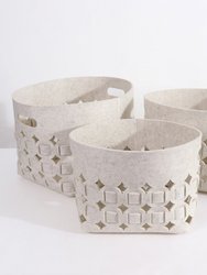Storage Basket Bin With Built-In Handles Set Of 3
