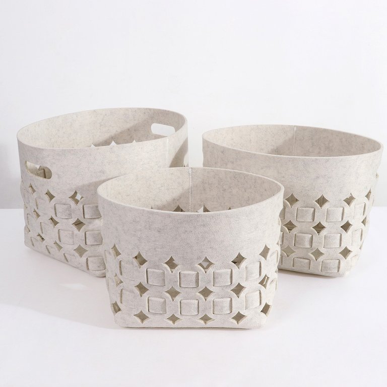 Storage Basket Bin With Built-In Handles Set Of 3