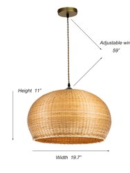 Victoria 1-Light Beige Pendant Design Pendant Light With Rattan Shade