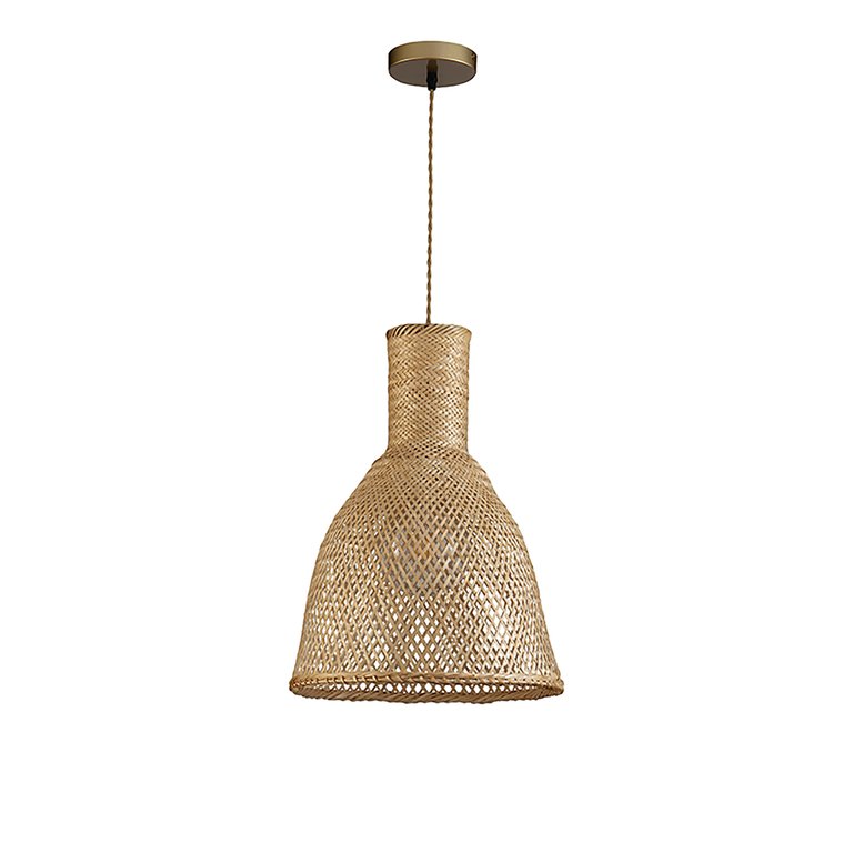 Vitilsav 1-Light Brown Pendant Design Pendant Light With Rattan Shade - Brown