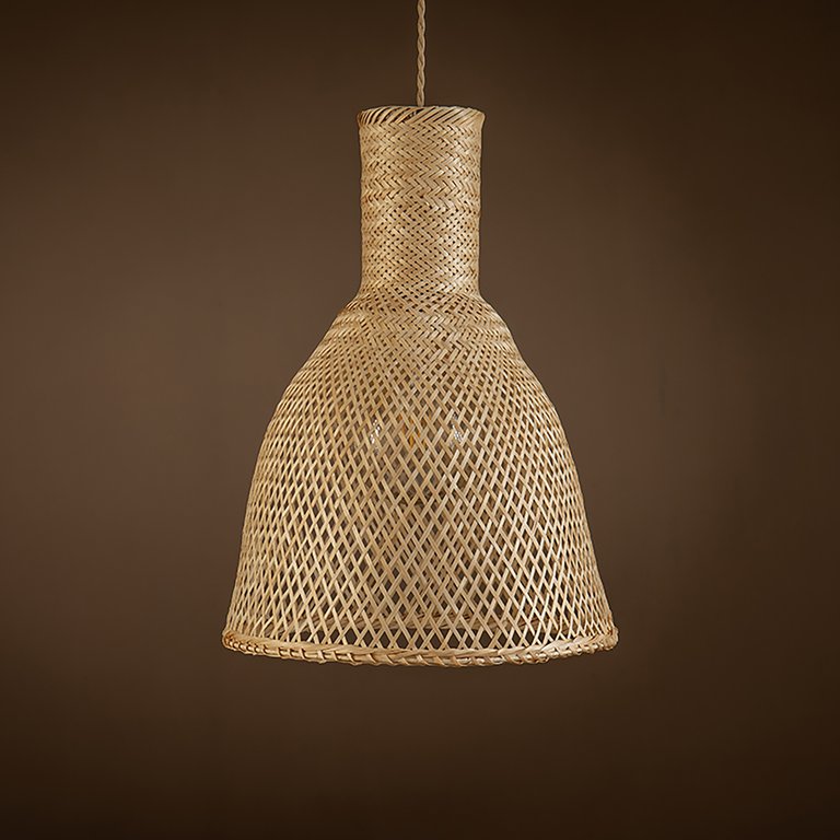 Vitilsav 1-Light Brown Pendant Design Pendant Light With Rattan Shade