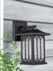 Windfall Farmhouse 1-Light Wall Lantern Sconces 12" With Textured Glass - Matte Black