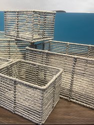 Woven Storage Baskets For Organizing Pantry Bin Set Of 5