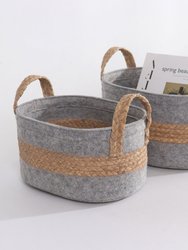 Woven Storage Baskets With Handles Set Of 4 Decorative Bins