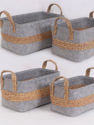 Woven Storage Baskets With Handles Set Of 4 Decorative Bins