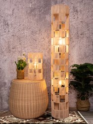 2-Lights Handcrafted Natural Modern Rattan Floor Lamp