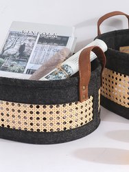 Coastal Storage Basket For Shelves Set Of 3 - Black