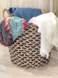 Decorative Seagrass Storage Basket With Handles