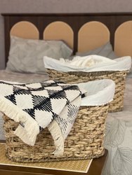 ELE LIGHT & DECOR Woven Baskets Organizer with Linen Built-in Handles Set of 2