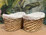 ELE LIGHT & DECOR Woven Baskets Organizer with Linen Built-in Handles Set of 2 - Natural