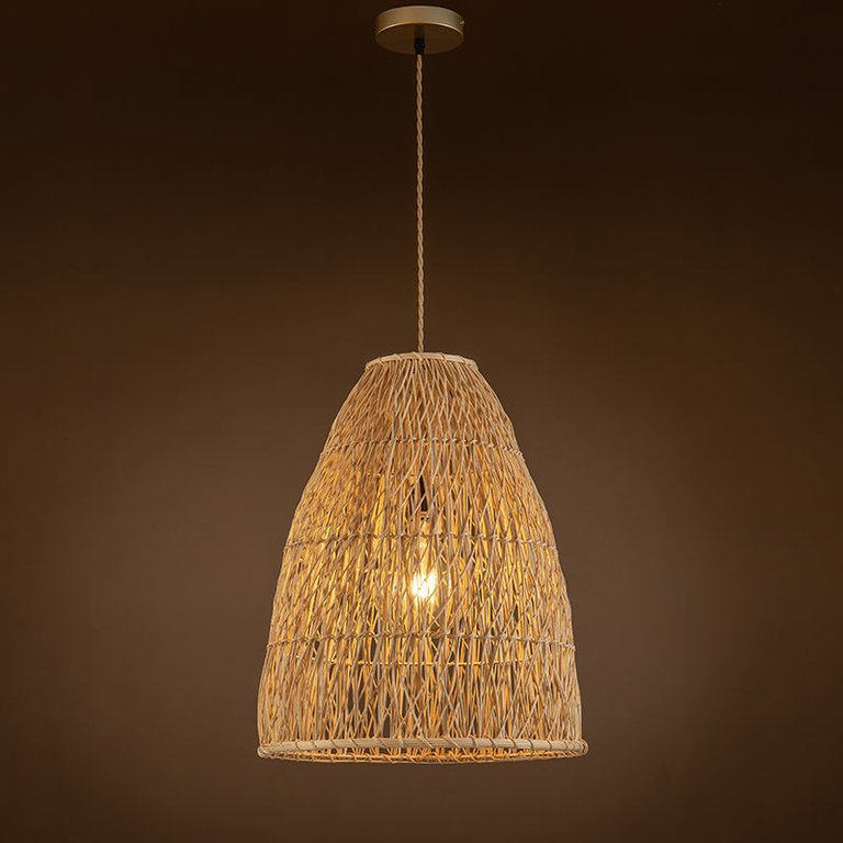 Lisbet Pendant Bell Wicker Rattan Hanging Lamp