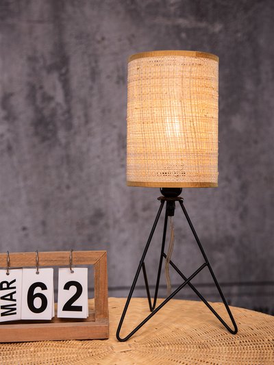 ELE Light & Decor Mini Modern Table Lamp With Rattan Shade product