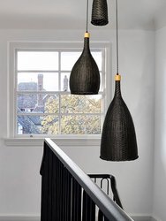 Modern Wicker Rattan Cluster 3-Light Coastal Chandelier