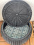 Outdoor/Indoor Black Pouf Wicker Footstool Storage Seat With Lid