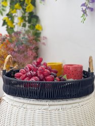 Outdoor/Indoor Decorative Black Wicker Serving Tray Handle