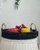 Outdoor/Indoor Decorative Black Wicker Serving Tray Handle