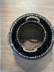 Woven Seagrass Storage Basket With Handles Set Of 2
