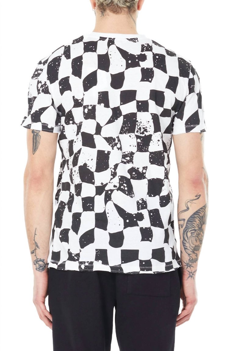 Knit Checkered T-Shirt In Black