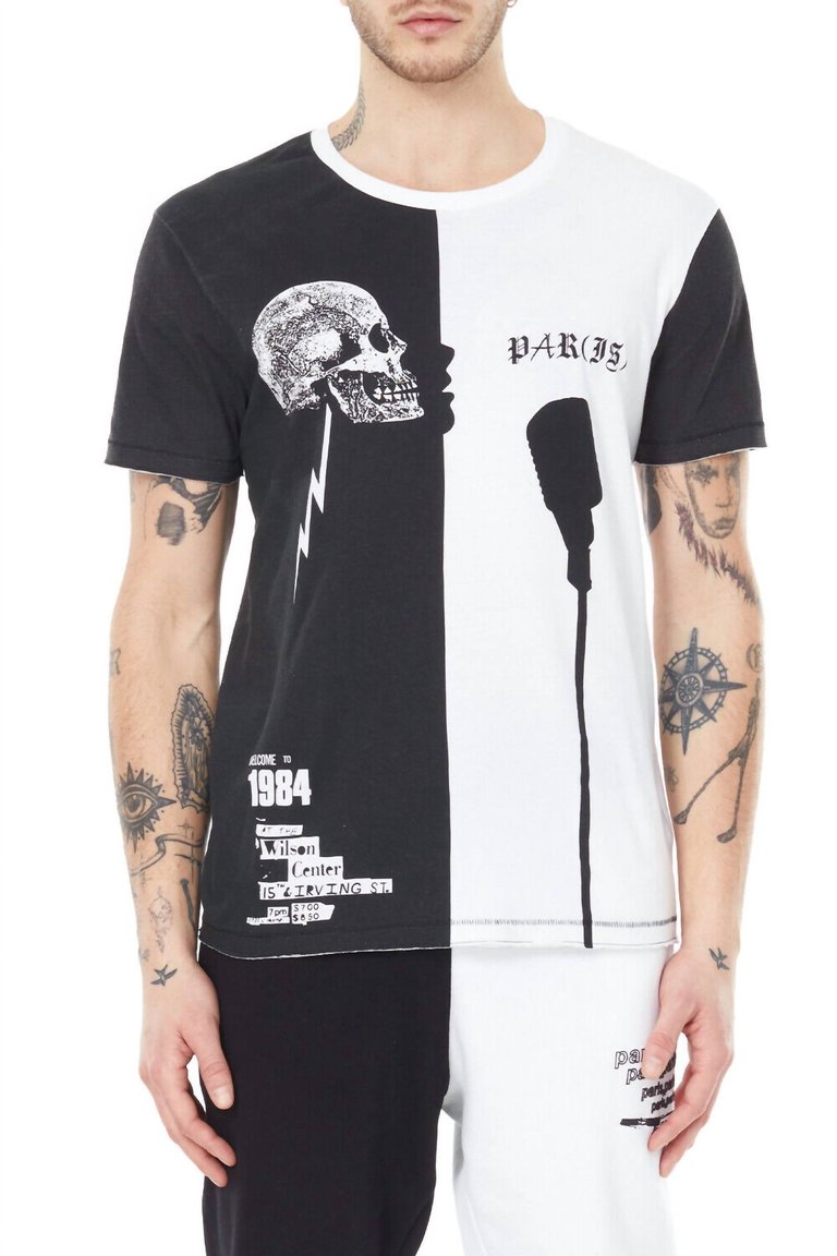 Paris Is Punk Knit Printed T-Shirt - Black/White