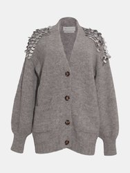 Cora Cardi Sweaters - Pale grey w/ silver sequin