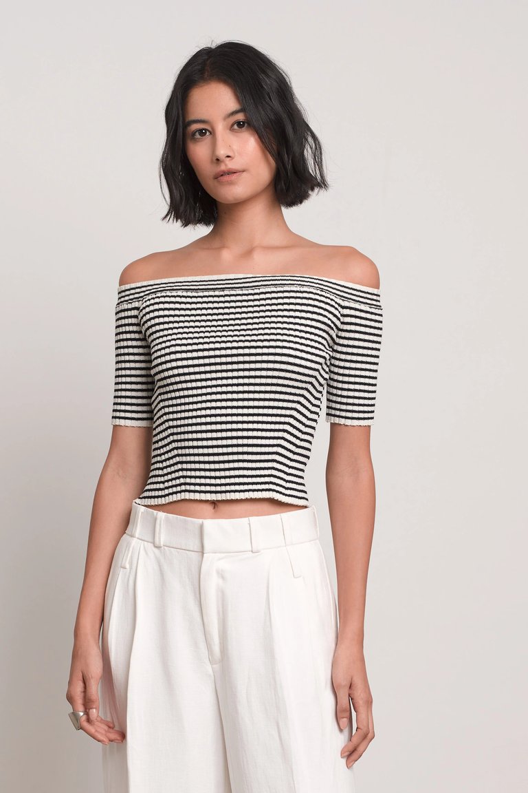 Lily Stripe Sweater - Ivory/ Navy Stripe