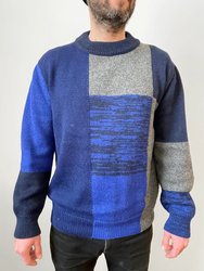 Men's Color - Block Sweater - Blue + Grey Multi