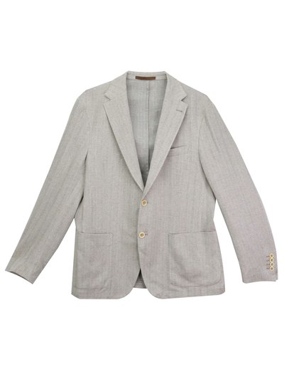 Eleventy Eleventy Men's Brown Herringbone Single-Breasted Jacket Sport Coats & Blazer product