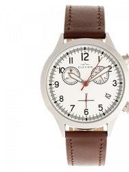 Antoine Chronograph Leather-Band Watch With Date - Brown/Silver