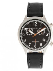 Antoine Chronograph Leather-Band Watch With Date - Black