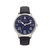Elevon Sabre Leather-Band Watch With Date - Silver/Navy/Navy