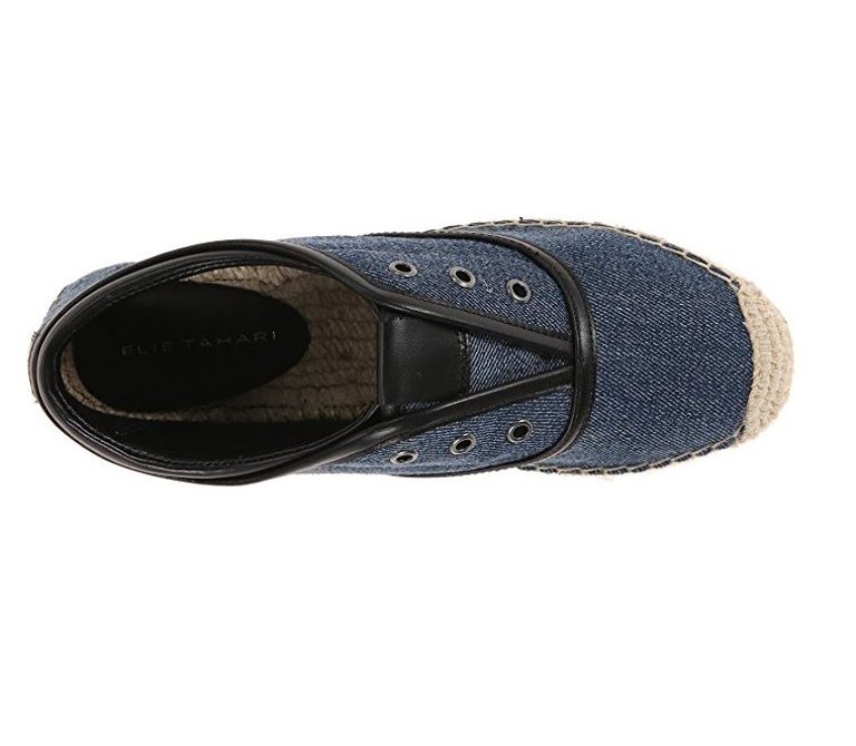 Women's Mako Denim Blue Slip-On Oxford Espadrille Sneakers Shoes - Blue