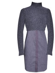 Women'S Raleigh Mock Neck Ribbed Knit Sweater Dress - Charcoal