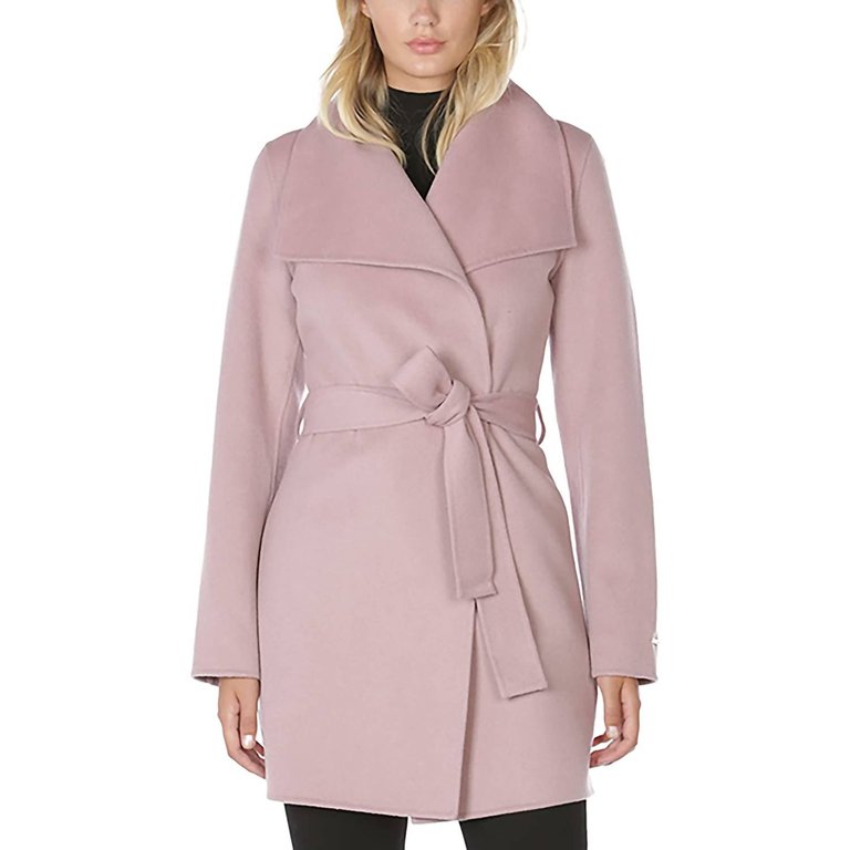 Wool Wrap Belted Jacket Coat - Powder Pink