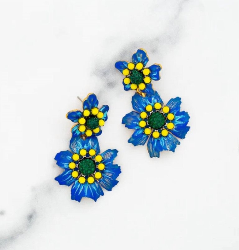 Susan Earrings In Blue - Blue