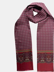 Amalfi Burgundy Long Slim Silk Scarf - Burgundy