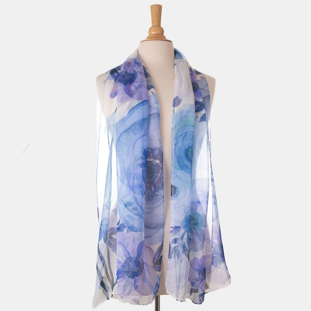 Elizabetta Italian Silk Georgette Scarf - Lavender Floral