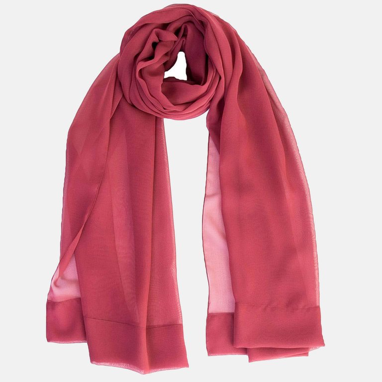 Carmen Cranberry Silk Scarf Shawl - Cranberry