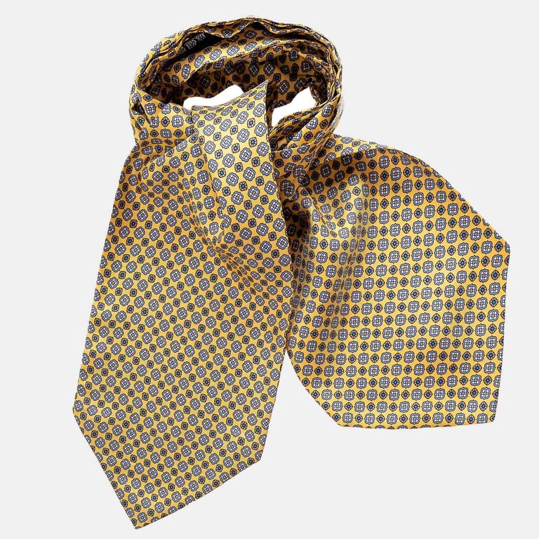 Corbara Yellow Silk Ascot Cravat Tie - Yellow