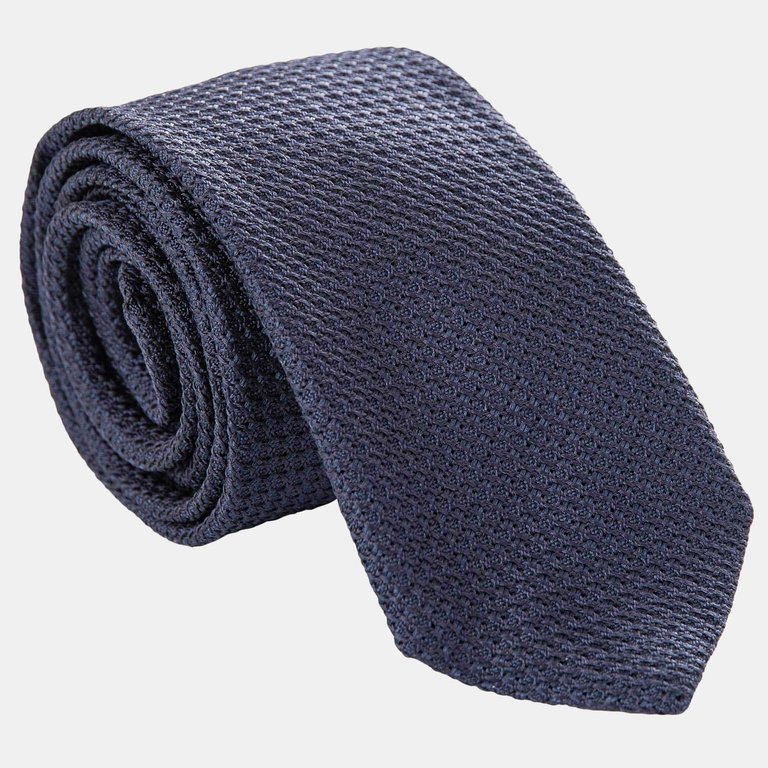 Ducale Navy Blue XL Silk Grenadine Tie - Navy Blue