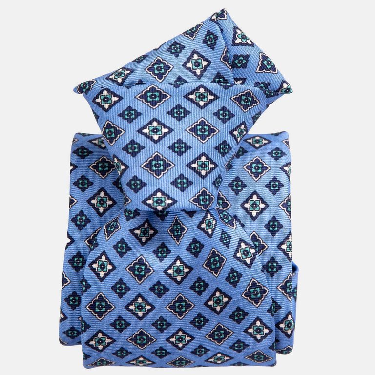 Empoli Azure Printed Silk Tie - Azure