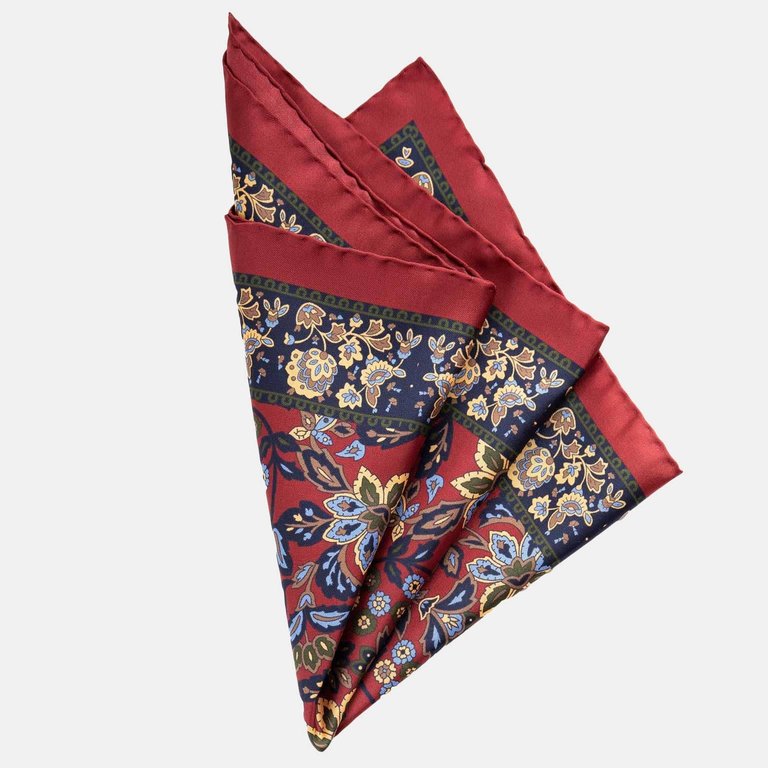 Farnese Merlot Large Silk Pocket Square - Merlot